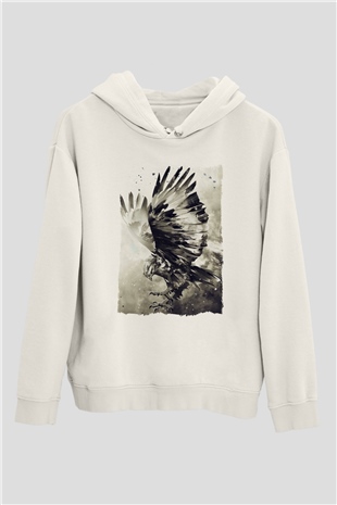 Kartal Beyaz Unisex Hoodie