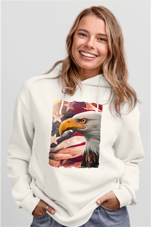Kartal Beyaz Unisex Hoodie