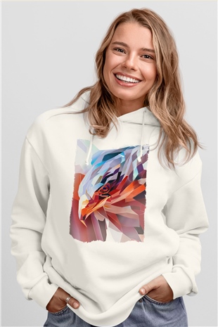 Kartal Beyaz Unisex Hoodie
