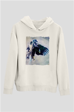 Kartal Beyaz Unisex Hoodie