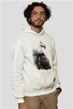 Kartal Beyaz Unisex Hoodie