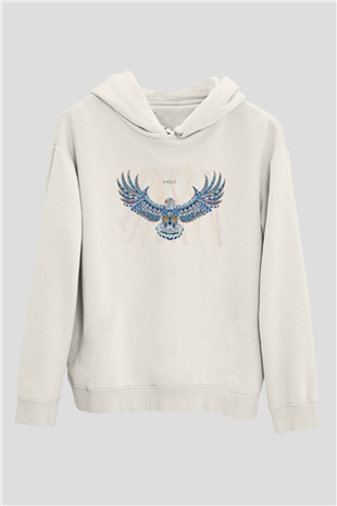 Kartal Beyaz Unisex Hoodie