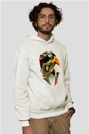 Kartal Beyaz Unisex Hoodie