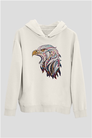 Kartal Beyaz Unisex Kapşonlu Sweatshirt
