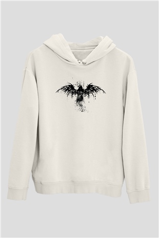 Kartal Beyaz Unisex Kapşonlu Sweatshirt