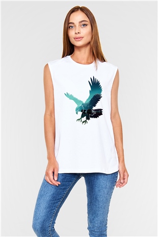 Kartal Beyaz Unisex Kolsuz Tişört