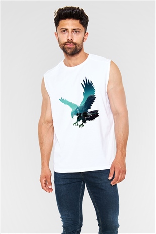 Kartal Beyaz Unisex Kolsuz Tişört