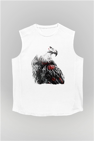 Kartal Beyaz Unisex Kolsuz Tişört