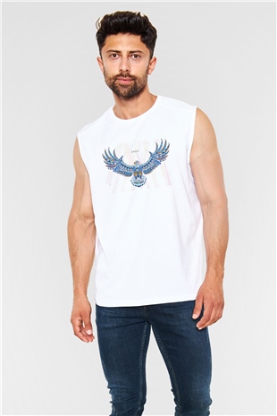 Kartal Beyaz Unisex Kolsuz Tişört