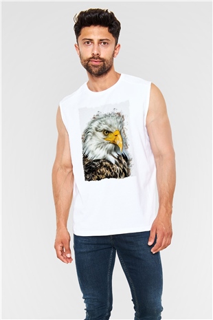 Kartal Beyaz Unisex Kolsuz Tişört
