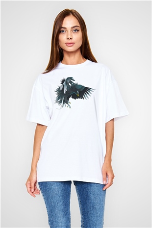 Kartal Beyaz Unisex Oversize Tişört T-Shirt