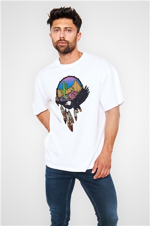 Kartal Beyaz Unisex Oversize Tişört T-Shirt