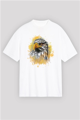 Kartal Beyaz Unisex Oversize Tişört T-Shirt