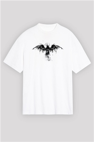Kartal Beyaz Unisex Oversize Tişört T-Shirt