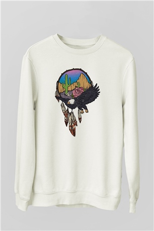 Kartal Beyaz Unisex Sweatshirt