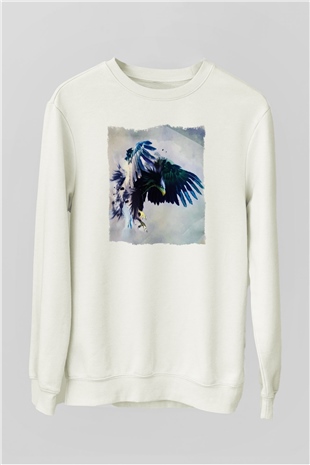 Kartal Beyaz Unisex Sweatshirt