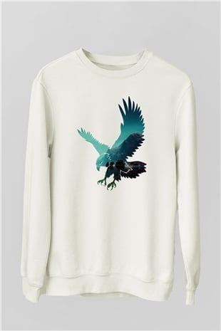 Kartal Beyaz Unisex Sweatshirt