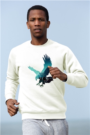 Kartal Beyaz Unisex Sweatshirt