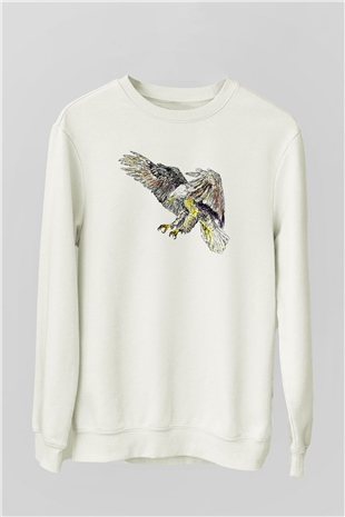 Kartal Beyaz Unisex Sweatshirt