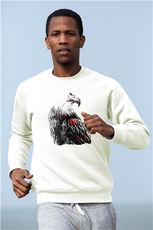 Kartal Beyaz Unisex Sweatshirt