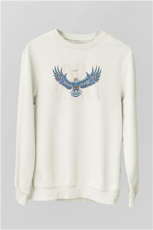 Kartal Beyaz Unisex Sweatshirt