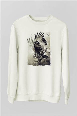 Kartal Beyaz Unisex Sweatshirt