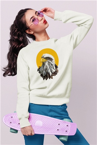 Kartal Beyaz Unisex Sweatshirt