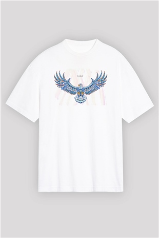 Kartal Beyaz Oversize Tişört Oversize T-shirt - TişörtFabrikası