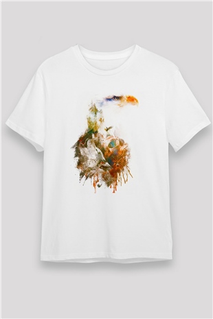 Kartal Beyaz Unisex Tişört T-Shirt - TişörtFabrikası