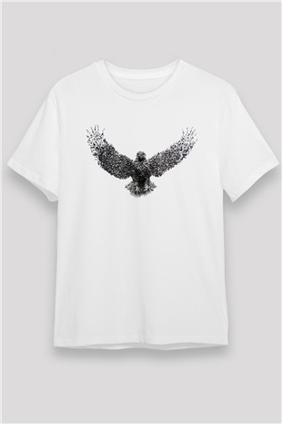 Kartal Beyaz Unisex Tişört T-Shirt - TişörtFabrikası
