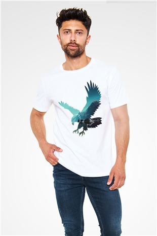 Kartal Beyaz Unisex Tişört T-Shirt - TişörtFabrikası