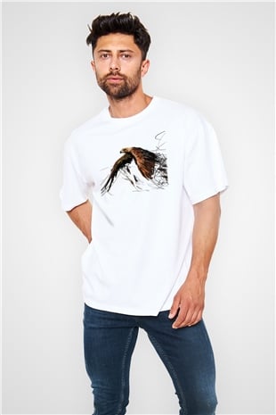 Kartal Beyaz Oversize Tişört Oversize T-shirt - TişörtFabrikası