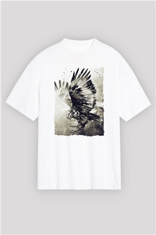 Kartal Beyaz Oversize Tişört Oversize T-shirt - TişörtFabrikası