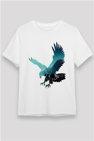 Kartal Beyaz Unisex Tişört T-Shirt - TişörtFabrikası