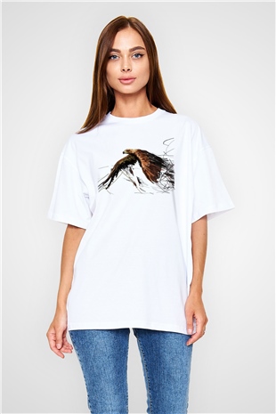 Kartal Beyaz Oversize Tişört Oversize T-shirt - TişörtFabrikası