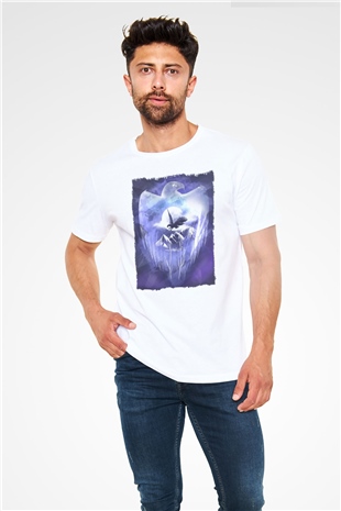 Kartal Beyaz Unisex Tişört T-Shirt - TişörtFabrikası