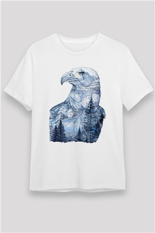 Kartal Beyaz Unisex Tişört T-Shirt - TişörtFabrikası