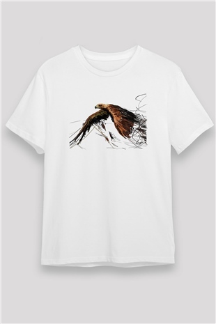Kartal Beyaz Unisex Tişört T-Shirt - TişörtFabrikası