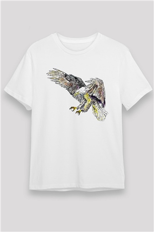 Kartal Beyaz Unisex Tişört T-Shirt - TişörtFabrikası