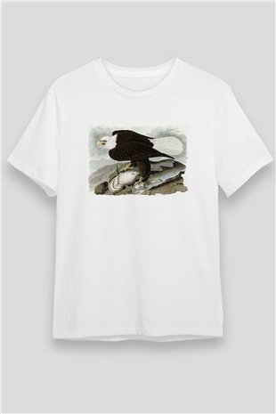 Kartal Beyaz Unisex Tişört T-Shirt - TişörtFabrikası