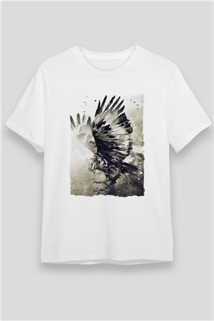 Kartal Beyaz Unisex Tişört T-Shirt - TişörtFabrikası