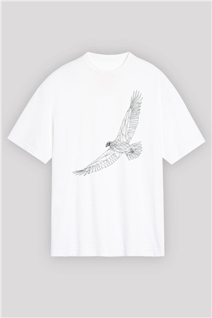 Kartal Beyaz Oversize Tişört Oversize T-shirt - TişörtFabrikası