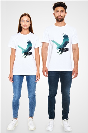 Kartal Beyaz Unisex Tişört T-Shirt - TişörtFabrikası