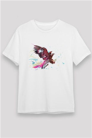 Kartal Beyaz Unisex Tişört T-Shirt - TişörtFabrikası