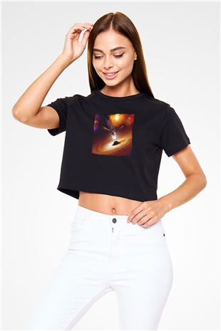 Kartal Siyah  Crop Top Tişört