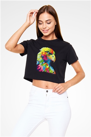Kartal Siyah Crop Top Tişört