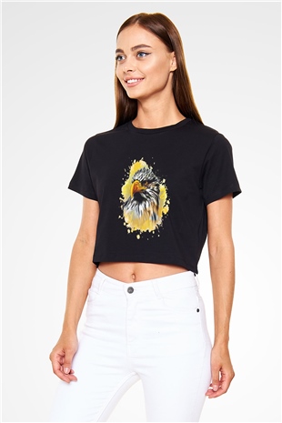 Kartal Siyah Crop Top Tişört