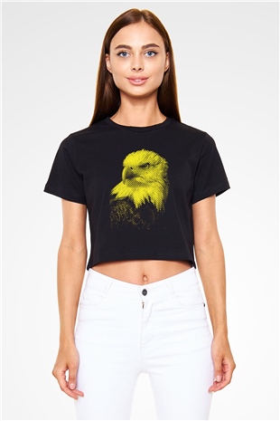 Kartal Siyah  Crop Top Tişört