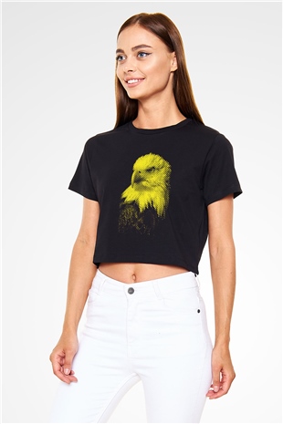 Kartal Siyah  Crop Top Tişört