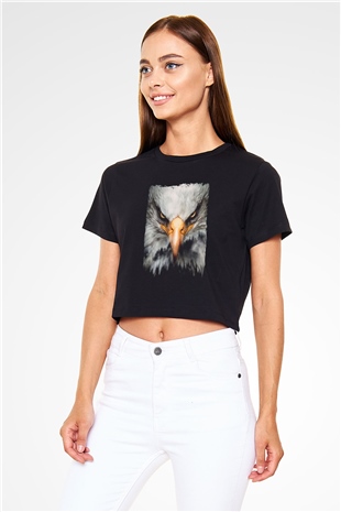 Kartal Siyah  Crop Top Tişört